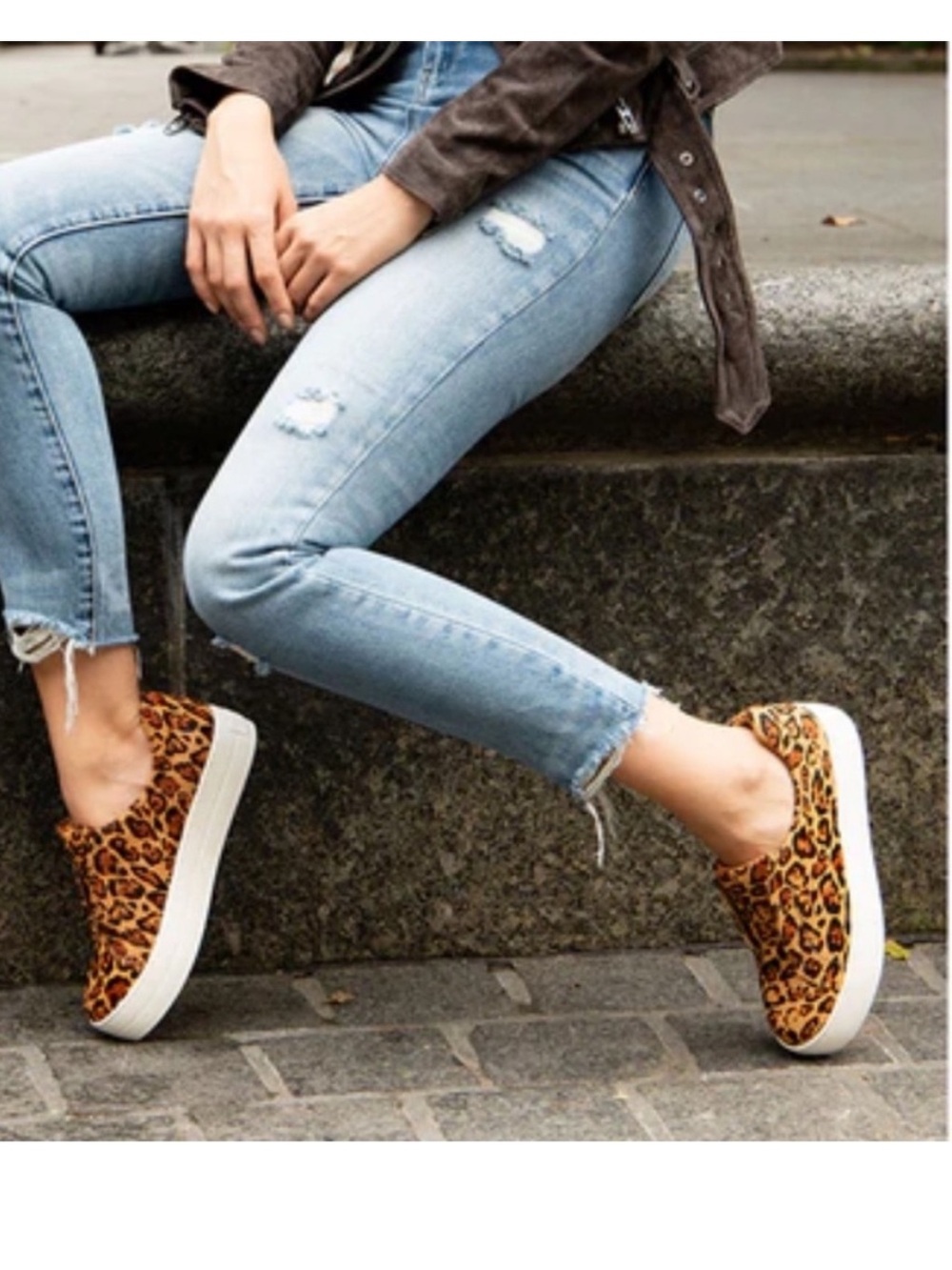 J/Slides NYC Size 7 Leopard Print Slip On Sneakers